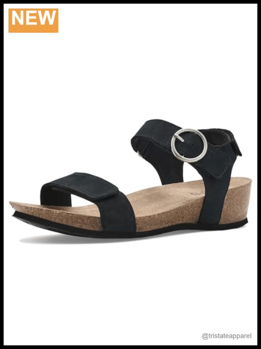 Suede Triple Adjust Wedge Sandal with Arch Support Cork Insole